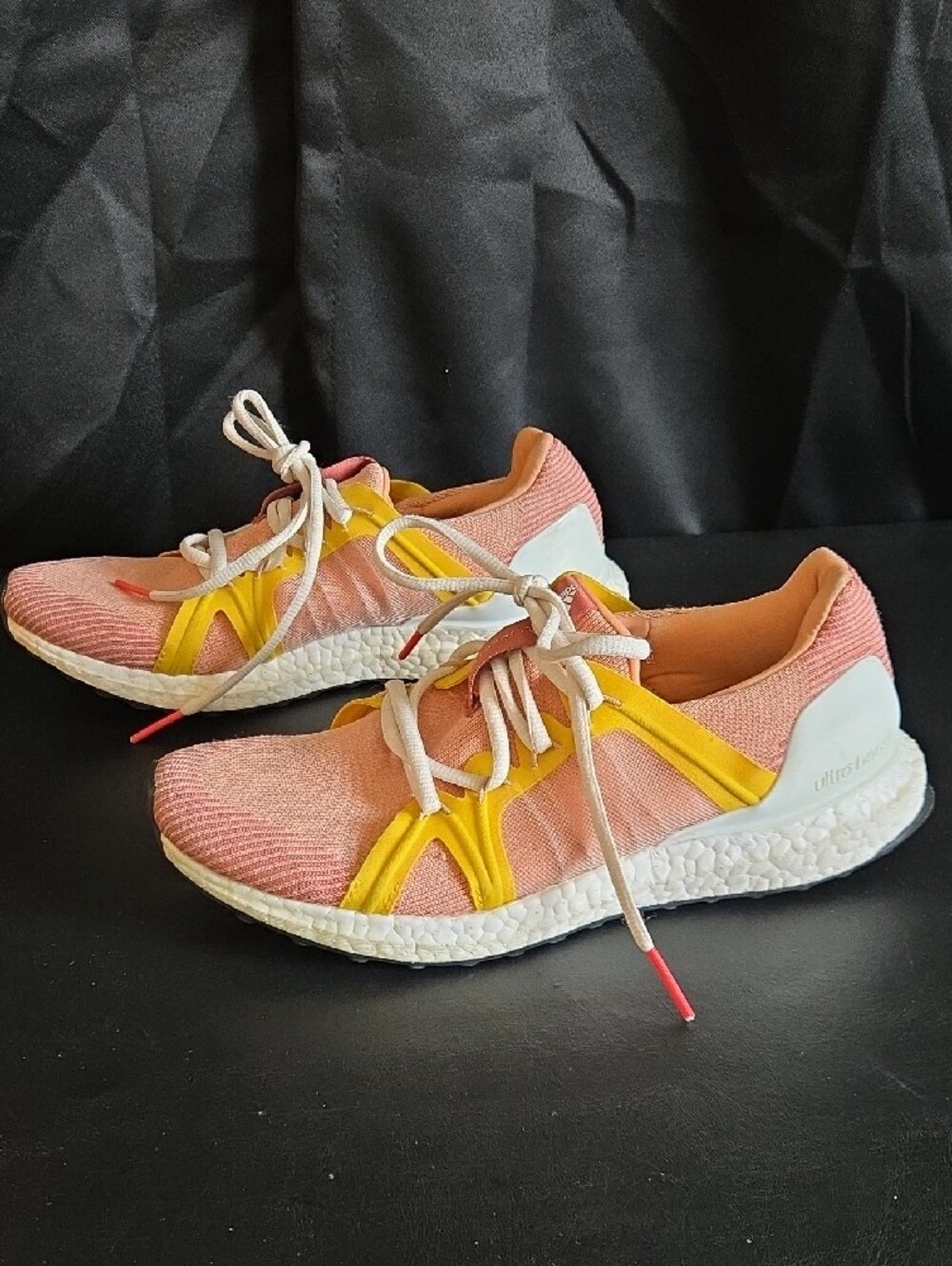 adidas Stella McCartney Coral Pink and Yellow Ultraboost Running Shoes - Picture 5 of 11